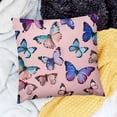 thumbnail image 1 of PRATYUS Butterflies Pink Background Pillow Covers Set for Home Sofa Couch Decor, 1 Pack, Soft Linen Fabric 18x18in, 1 of 5