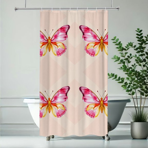 PRATYUS Butterfly Pattern Waterproof Shower Curtain for Home Bathrooms with HD Digital Printing 90x180cm