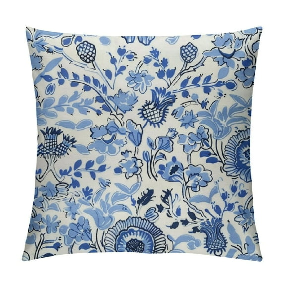 PRATYUS CPC Throw Pillow Covers for Couch, Block Print Decorative Couch Pillows for Living Room, Boho Pillow Case Aqua Blue,Multi-Size