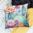 thumbnail image 1 of PRATYUS Cactus Succulents Watercolor Painting Pillow Covers Set for Home Sofa Couch Decor, 100% Linen, Pack of 1, Soft & Skin-Friendly 18x18in, 1 of 5