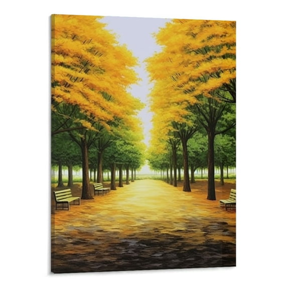 PRATYUS Canvas Print Canvas Wall Art Picture 16x20in for Living Room Bedroom Fall Decor Autumn Woods 16x20in