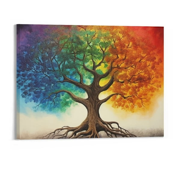 PRATYUS Canvas Print Canvas Wall Art Picture 20x16in for Living Room Bedroom Fall Decor Tree of Life 20x16in