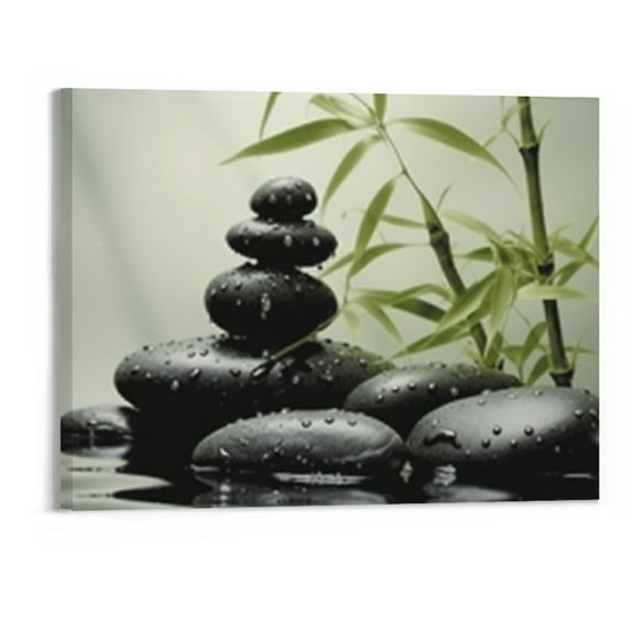 PRATYUS Canvas Print Fall Decor Zen Green Plants Canvas Wall Art Picture 20x16in for Living Room Bedroom 20x16in