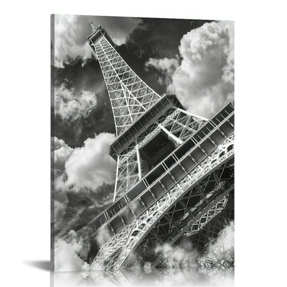 PRATYUS Canvas Wall Art Black And White Eiffel Tower Canvas Print Artwork Pairs Tower Wall Art Paintings Modern Picture Print for Living Room Dinning Room Bedroom Bathroom Home Decor