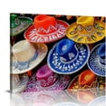 thumbnail image 1 of PRATYUS  Canvas Wall Art Day of the Dead Colorful Skulls and Mexican Sombreros Mexico Food Prints Home Decor Living Room Ready to Hang Each 20x16in, 1 of 6