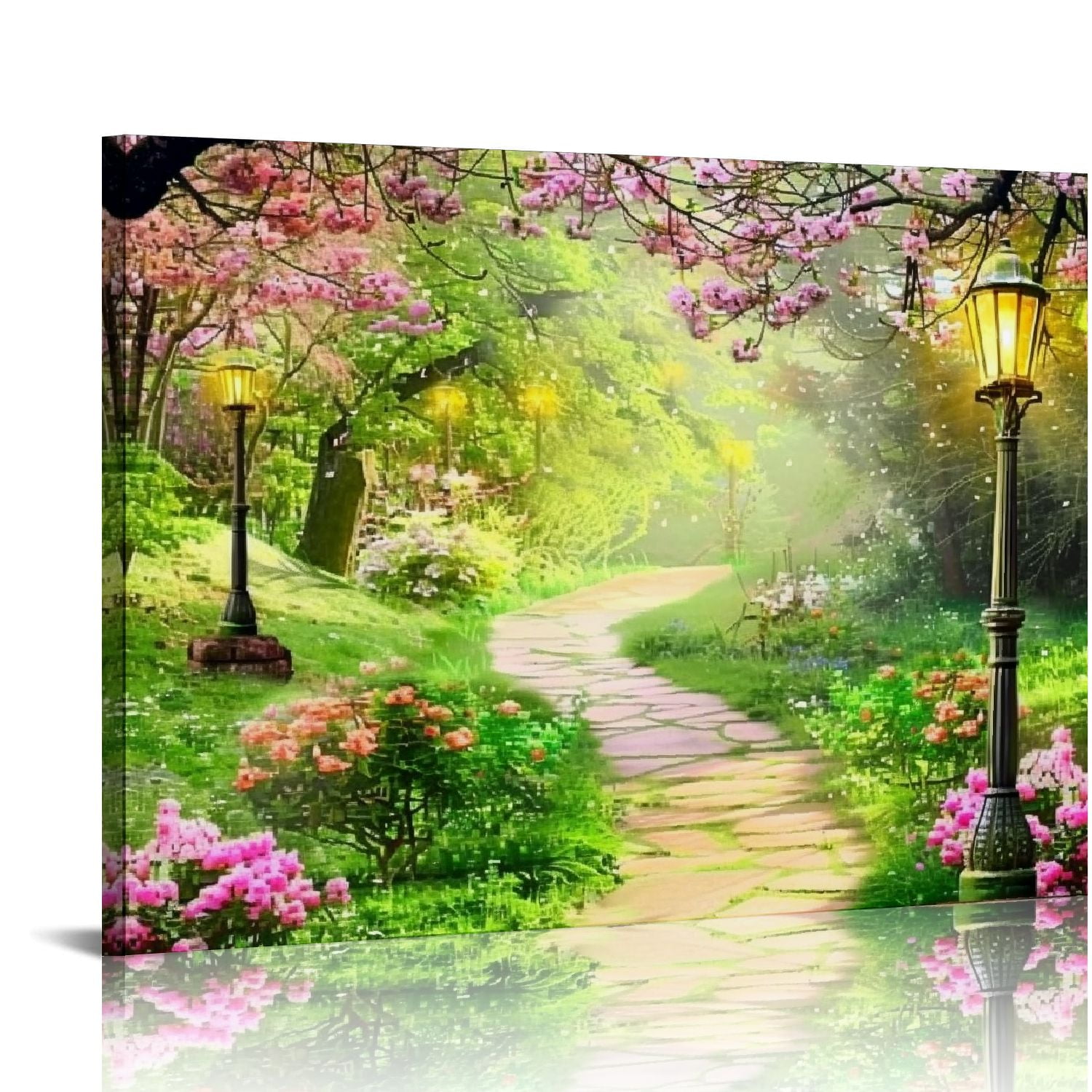 PRATYUS Canvas Wall Art Painting Cherry Blossoms Park Tree Forest ...