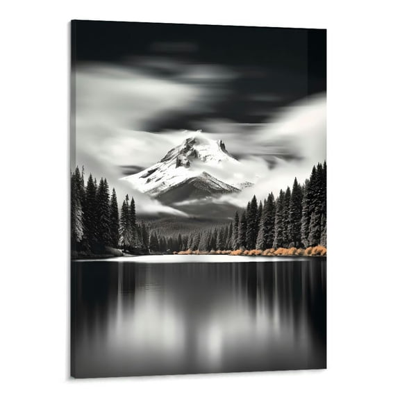 PRATYUS Canvas Wall Art Picture 16x20in for Living Room Bedroom Fall Decor Black and White Lake Range 16x20in