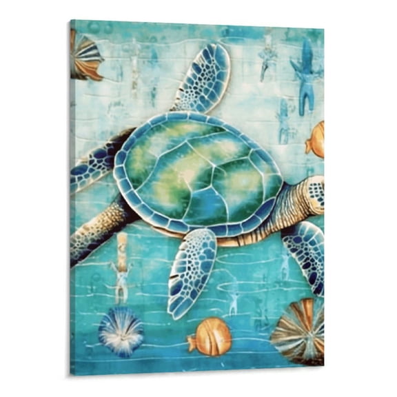 PRATYUS Canvas Wall Art Picture 16x20in for Living Room Bedroom Sea Turtle 16x20in