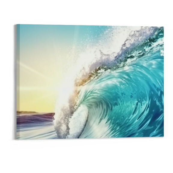 PRATYUS Canvas Wall Art Picture 20x16in for Living Room Bedroom Art Modern Fall Decor Light Blue Wave 20x16in