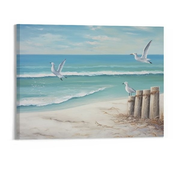 PRATYUS Canvas Wall Art Picture 20x16in for Living Room Bedroom Fall Decor Beach Gull 20x16in