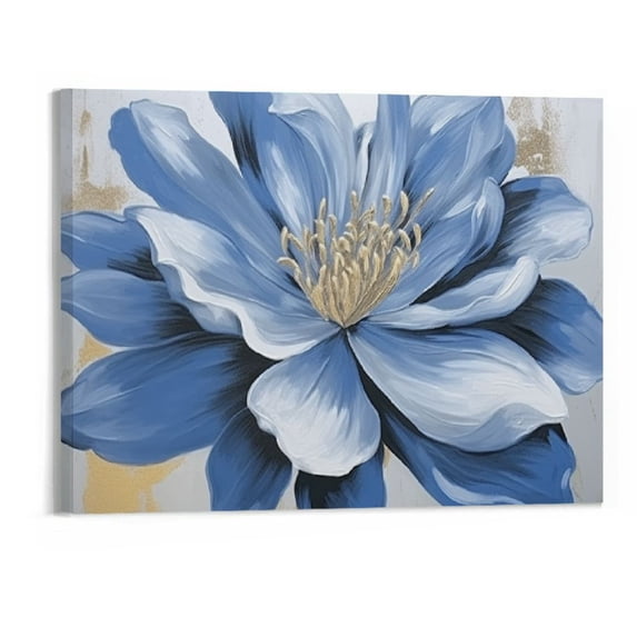 PRATYUS Canvas Wall Art Picture 20x16in for Living Room Bedroom Fall Decor Blue Flowers 20x16in
