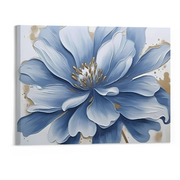 PRATYUS Canvas Wall Art Picture 20x16in for Living Room Bedroom Fall Decor Blue Flowers 20x16in