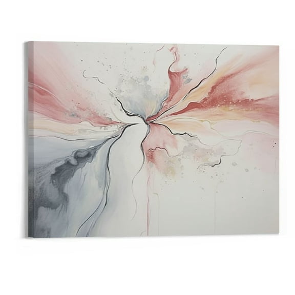 PRATYUS Canvas Wall Art Picture 20x16in for Living Room Bedroom Fall Decor Blush Gray Stream Ready to Hang 20x16in