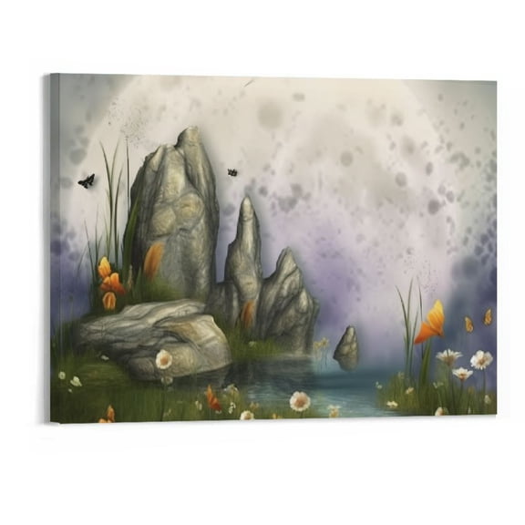 PRATYUS Canvas Wall Art Picture 20x16in for Living Room Bedroom Fall Decor Fantasy Fairy Tale 20x16in