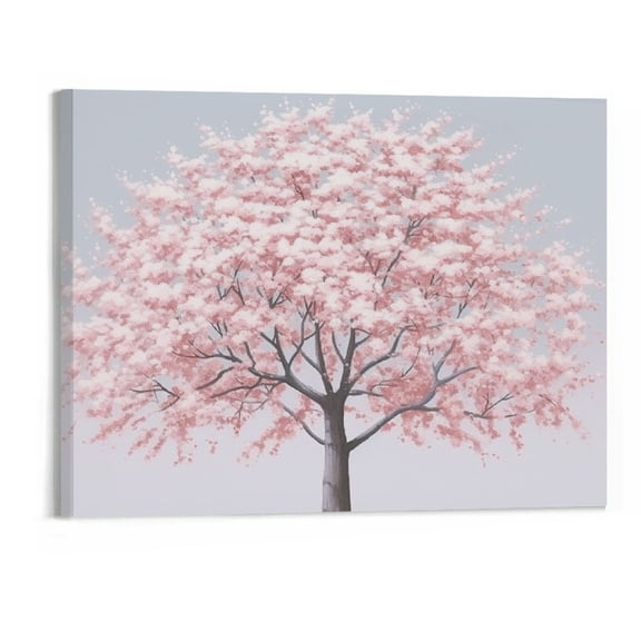 PRATYUS Canvas Wall Art Picture 20x16in for Living Room Bedroom Fall Decor Pink Blossoms Cherry Trees 20x16in