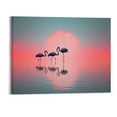 thumbnail image 1 of PRATYUS Canvas Wall Art Picture 20x16in for Living Room Bedroom Fall Decor Reflections of Flamingos at Sunset 20x16in, 1 of 3