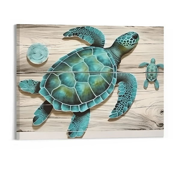 PRATYUS Canvas Wall Art Picture 20x16in for Living Room Bedroom Fall Decor Sea Turtle Print On Canvas 20x16in