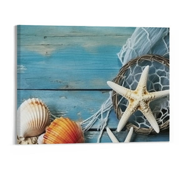 PRATYUS Canvas Wall Art Picture 20x16in for Living Room Bedroom Print On Canvas Starfish Shell 20x16in