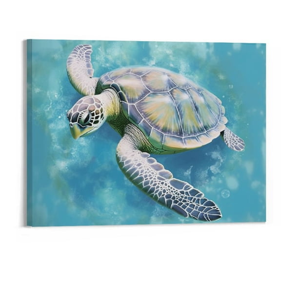 PRATYUS Canvas Wall Art Picture 20x16in for Living Room Bedroom Sea Turtle 20x16in
