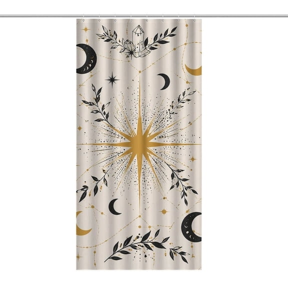 PRATYUS Celestial Star Map With Crystals And Moons Shower Curtain,Waterproof Fabric Bath Curtains for Bathroom Decor,Washable Bathroom Shower Curtain Set with Hooks,