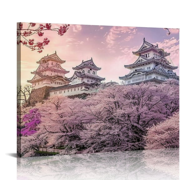 PRATYUS Cherry Blossom Tree Canvas Wall Art Sakura Floral Landscape Picture Decor for Living Room Bedroom Decor Nature Blossom Flowers Photo Prints Painting Scenic Artwork Home Decor 16x12in