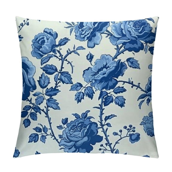 PRATYUS Chinoiserie Pillow CoverBlue Birds Flowers Throw Pillow Covers Asian Traditional Pattern Blue and White Porcelain Color Pillowcase Cushion Covers for Sofa Couch Living Room 20x20in