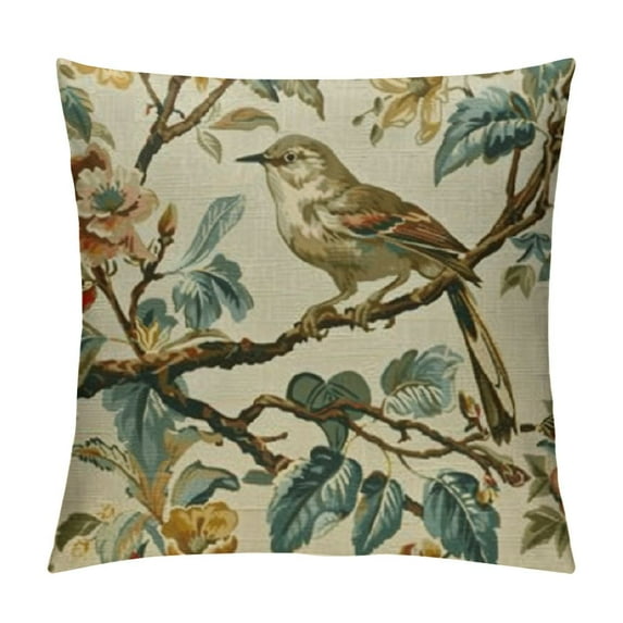 PRATYUS Chinoiserie Pillow Covers,Flower and Bird Throw Pillow Cover Chinoiserie Decor Outdoor Pillows Suitable for Couch Pillows Living Room Bedroom 20x20in