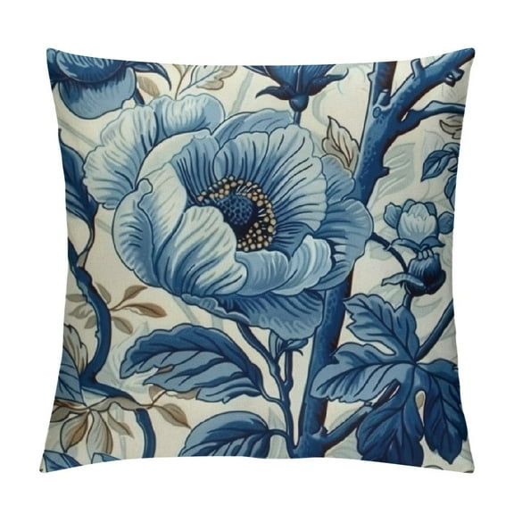 PRATYUS Chinoiserie Pillow CoversVintage Floral Cushion Cover Blue Indigo and White Asian Pillow Case Accent Toss Pillowcase Rustic Decor for Couch Sofa Bed Car  18x18in