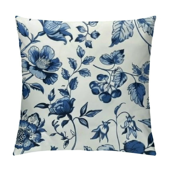 PRATYUS Chinoiserie Throw Pillow Covers Blue and White Porcelain Floral Decorative Pillow Cases Cushion Covers for Sofa Couch Car Bedroom Home Decor 12x12in