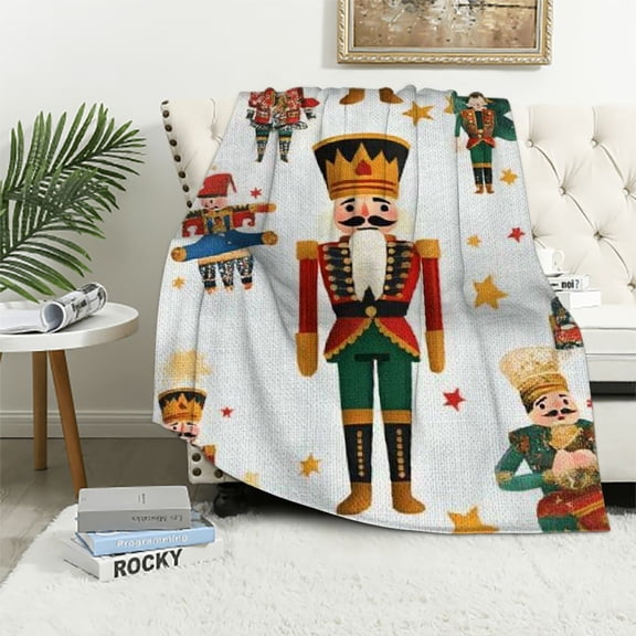 PRATYUS Christmas Nutcracker Throw Blanket for Boys Girls,Mouse Soldier Prince Fairy Gift Blanket for Adult Men Women,Soft Lightweight Flannel Throw Blanket for Christmas Bed Couch 60x80in