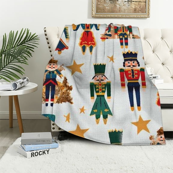 PRATYUS Christmas Nutcracker Throw Blanket for Boys Girls,Mouse Soldier Prince Fairy Gift Blanket for Adult Men Women,Soft Lightweight Warm Flannel Throw Blanket for Bed Living Room 40x50in