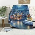 thumbnail image 1 of PRATYUS Christmas Scene Cozy Throw Blanket for Bedroom Living Rooms Sofa Couch Flannel Material Blanket for All Seasons Lightweight Soft Blanket 60x80in, 1 of 6