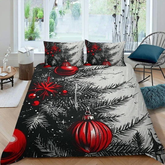 PRATYUS Christmas Tree 3-Piece Bedding Set Modern Soft Microfiber Bedroom Decor Comfort Breathable for Men Women All Seasons, Gift Option 87x68in