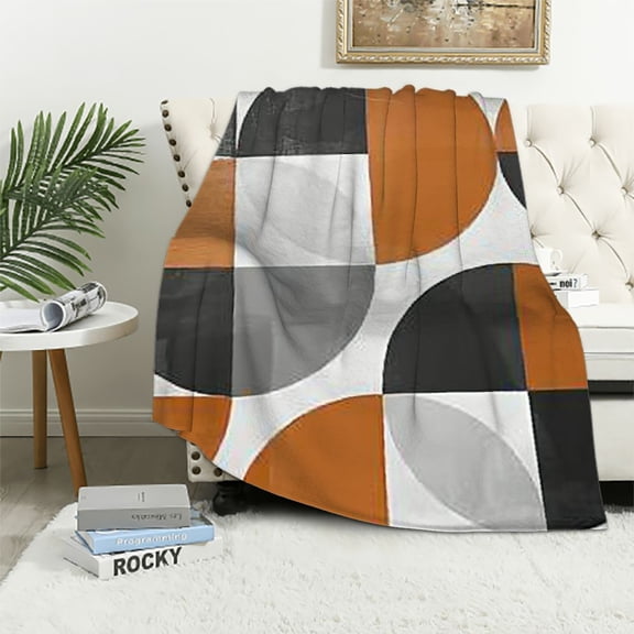PRATYUS Circles Pattern Geometric Print Flannel Soft Throw Blanket for All Seasons - Soft Plush Couch Cover for Adults 40x50in