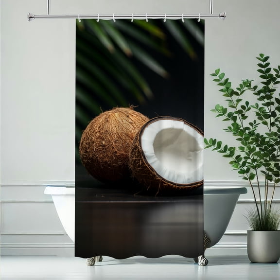 PRATYUS Coconut Printed Waterproof Shower Curtain for Home Bathrooms 90x180cm