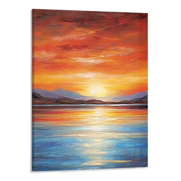 PRATYUS Colorful Ocean Sunset Canvas Wall Art Picture 16x20in for Living Room Bedroom 16x20in