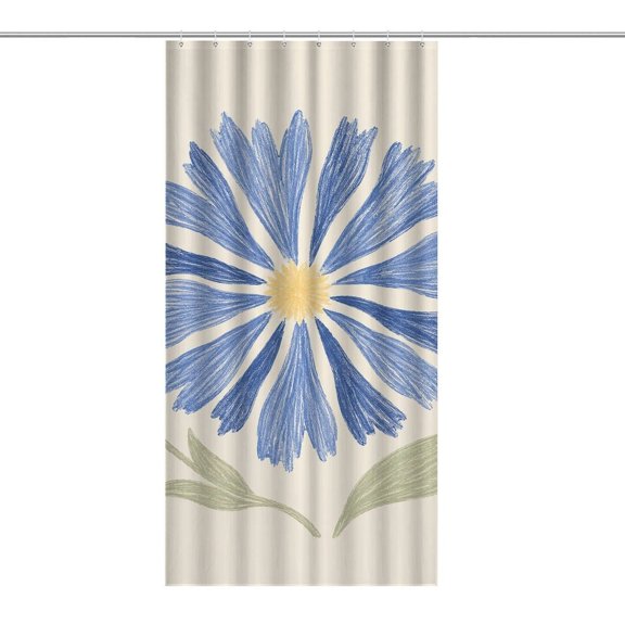 PRATYUS Cornflower Blue Crayon Sketch Shower Curtain,Waterproof Fabric Bath Curtains for Bathroom Decor,Washable Bathroom Shower Curtain Set with Hooks,