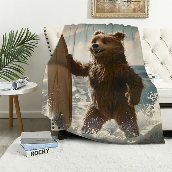 PRATYUS Cute Bear Throw Blanket, Super Soft Warm Throw Blanket for Couch, Sofa, Chair, Bed - Extra Cozy, Machine Washable, Comfortable Home Decor, White 40x50in