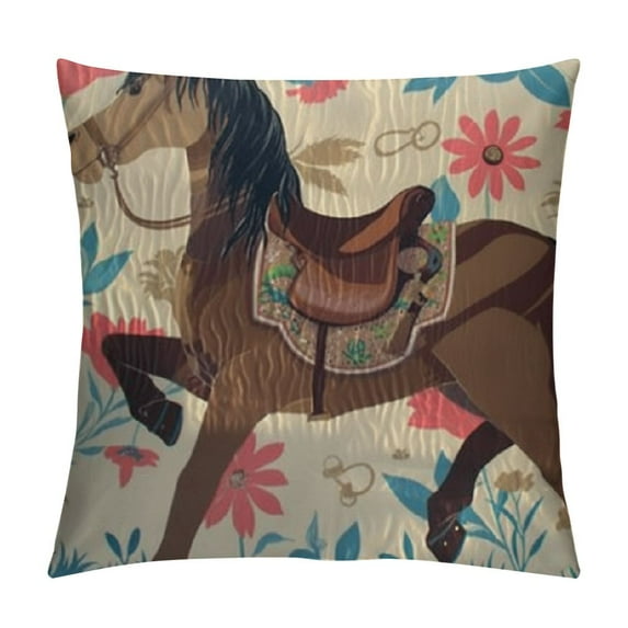 PRATYUS Cute Horse Throw Pillow Covers Soft Galloping Horse Cushion Covers for for Couch Sofa Kawaii Cute Animal Decor Decorative Pillowcases Outdoor Pillows Covers 20x20in