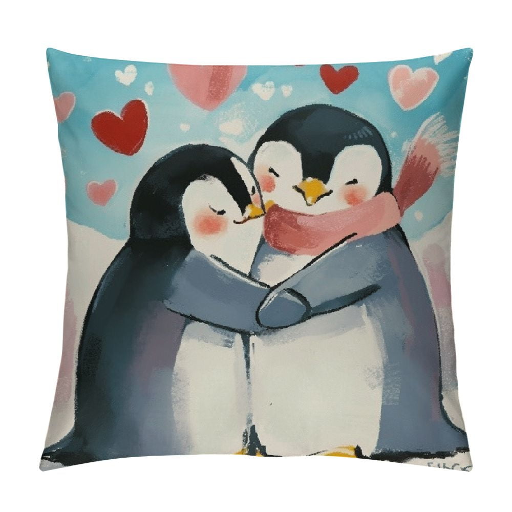 PRATYUS Cute Penguin Gifts, Love Pillow Covers , I Love You Gifts for