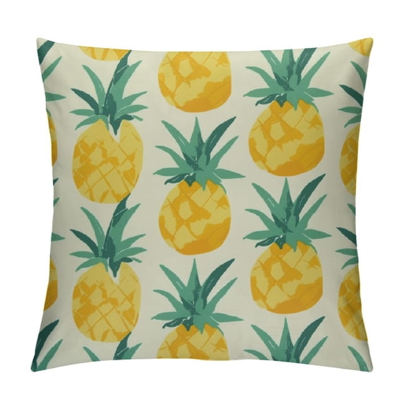 PRATYUS Cute Yellow Pineapples Pattern Square Throw Pillow Cover Double-Sided Printed, Pillow Cases Cushion Covers for Home Office Decor 24x24in