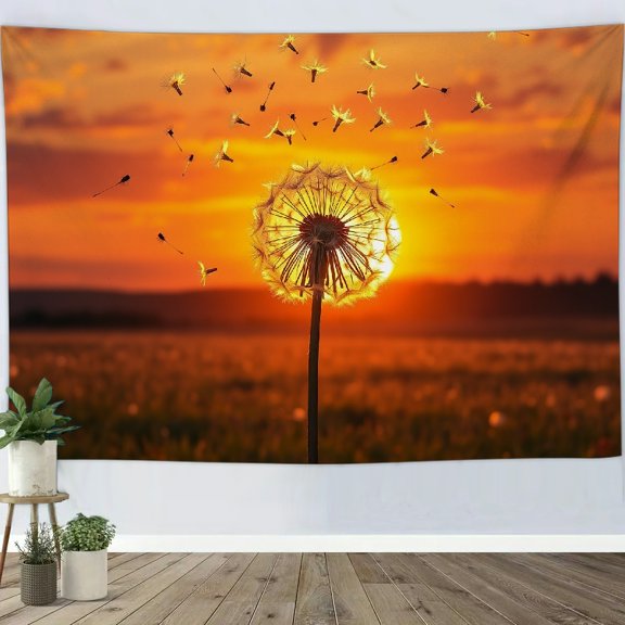 PRATYUS Dandelion Sunset Vibrant Colors Wall Tapestry Art 100% Polyester 90*60in