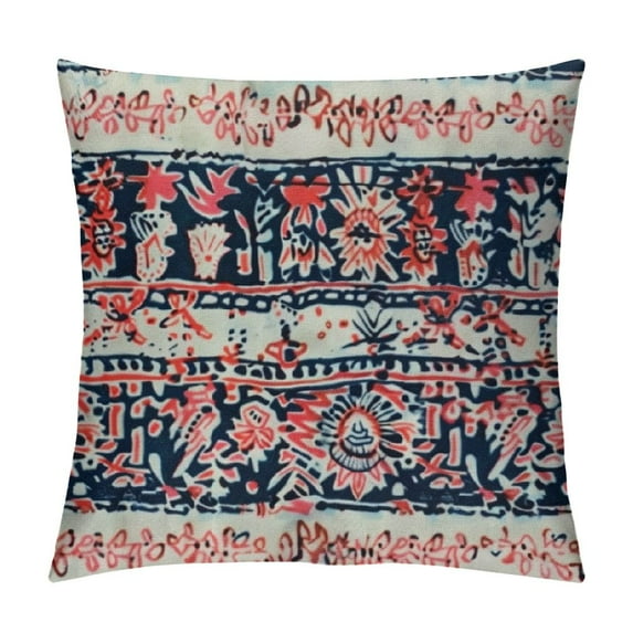 PRATYUS Decorative Square Throw Pillow Covers Cushion Cases for Sofa Couch, Bohemian Striped Geometric Pattern, Navy Pink Cream 24x24in