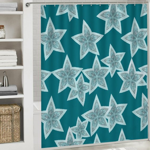 PRATYUS Delicate Openwork Stars Bathroom Shower Curtain Waterproof Polyester 70.8x70.8 Inches White