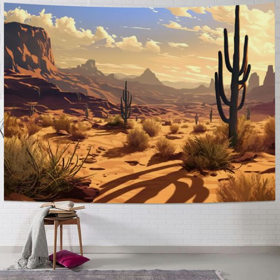 PRATYUS  Desert Scenery Tapestry, Western Desert Mountain tapestry, Desert Landscape Tapestry, Vintage Boho Room Decor Tapestry  40x30inch