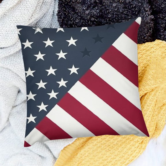 PRATYUS Diagonal Stripe Stars Holiday Pillow Case for Sofa Couch 18x18in