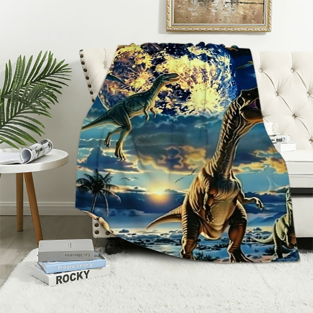 PRATYUS  Dinosaur Blanket - Queen Size Super Soft Jurassic Throw Blanket, Dinosaur Throw Blanket - Ideal for Boys, Men, Women, Girls and Dinosaur Enthusiasts  50x60in
