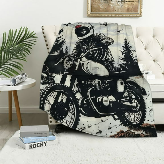 PRATYUS Dirt Bike Motorcycle Throw Blanket - ​Super Soft Flannel Blanket for Gifts, Lightweight Fuzzy Cozy Blanket for Couch Sofa Bed All Season 60x80in