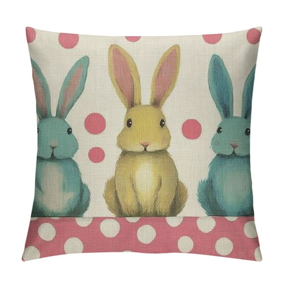 PRATYUS  Easter Pillow Cover Watercolor Bunny Decorative Pillow Case Holiday Party Decorations for Home Sofa Couch 18x18in