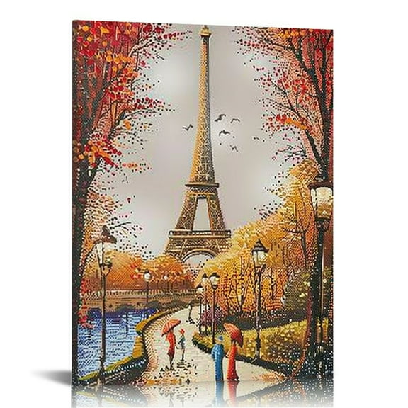 PRATYUS Eiffel Tower Art Paris Cityscape at Sunset Picture Painting France Poster Beautiful Cityscape Famous Canvas Wall Art Prints for Wall Decor Room Decor Bedroom Decor Gifts